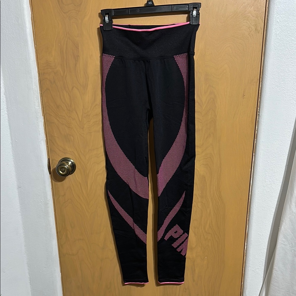 PINK Victoria's Secret Black and Pink Leggings
